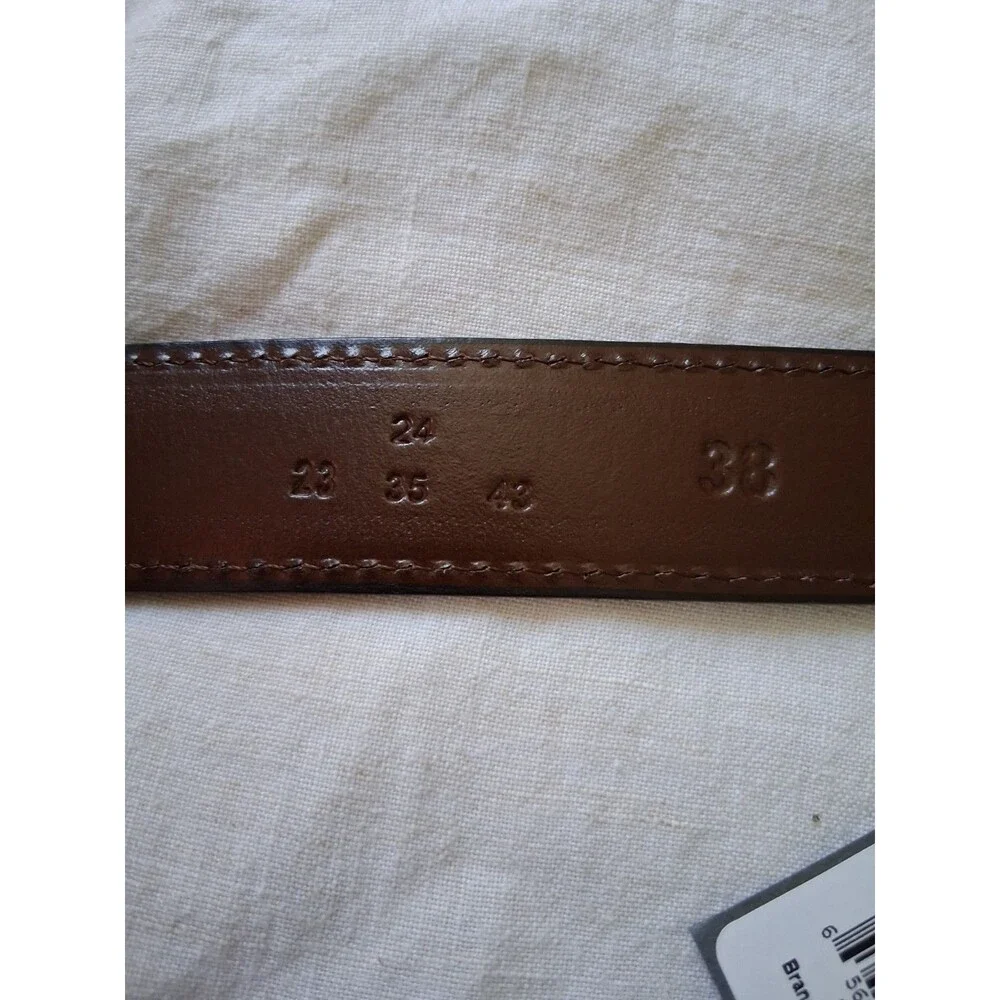 Thursday Men's Brown Dress Belt Size 38 1.25in Adjustable Buckle Logo Nickel